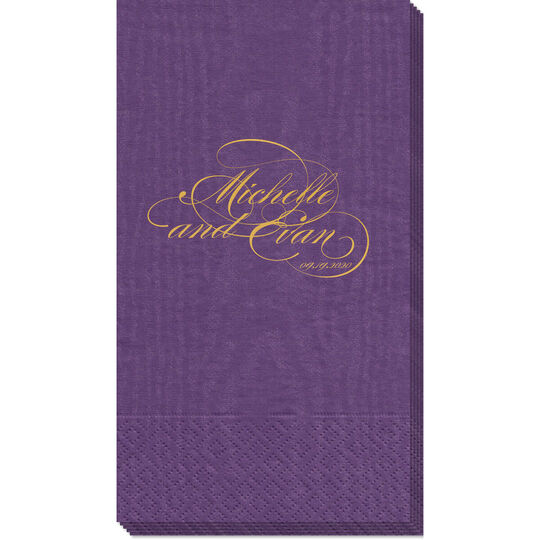 Romantic Script Moire Guest Towels